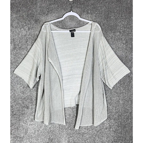 Lane Bryant Short Sleeve Open Waterfall Hooded Knit Cardigan Women Sz 26/28W USA - Picture 1 of 5